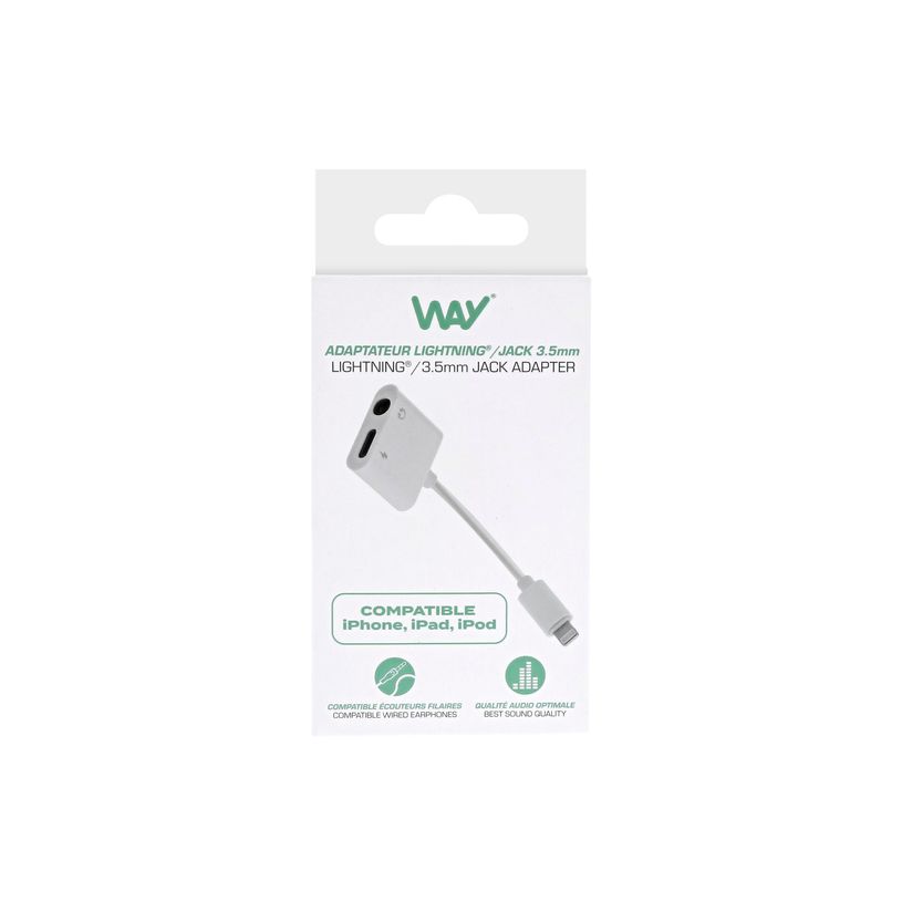 3303170114315-T'nB - Lightning vers prise casque/adaptateur de charge - Lightning mâle pour prise audio de 3,5 mm, Lig-P_405233180_2-8