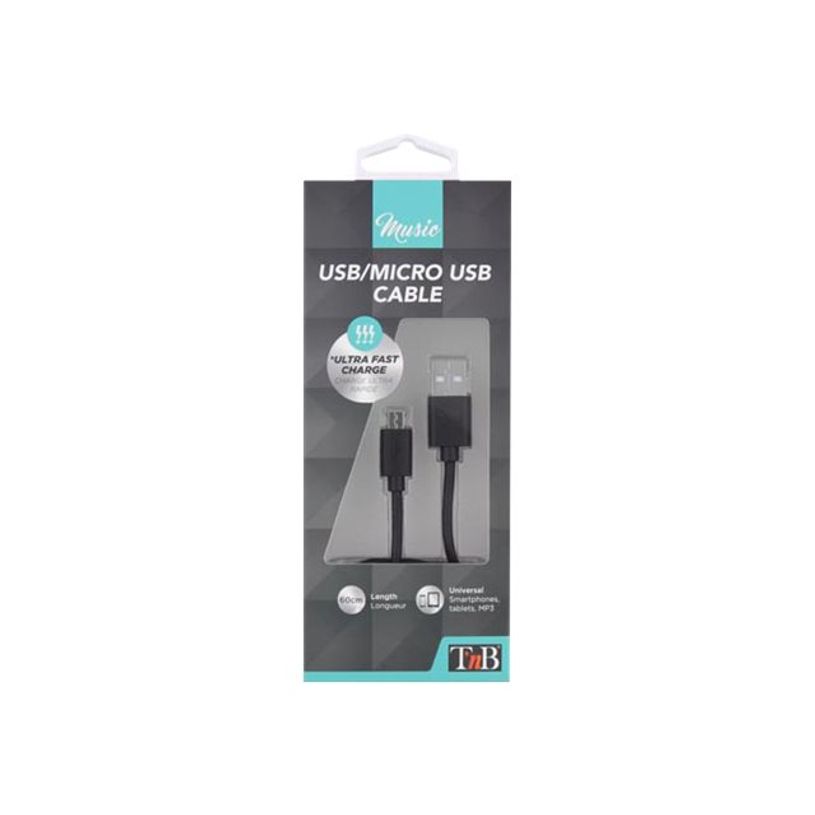 3303170080474-T'nB - Câble USB - Micro-USB de type B (M) pour USB (M) - 2.4 A - 60 cm - noir-P_405234335_3-2