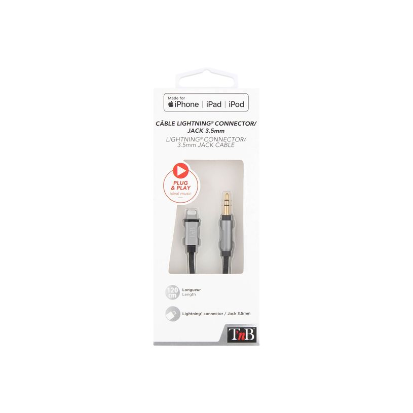 3303170090008-T'nB - Câble Lightning vers jack pour casque - Lightning mâle pour mini-phone stereo 3.5-P_405234337_3-2