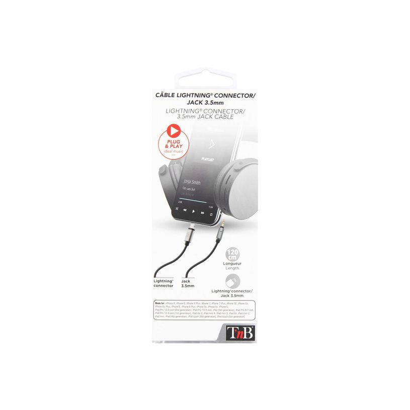 3303170090008-T'nB - Câble Lightning vers jack pour casque - Lightning mâle pour mini-phone stereo 3.5-P_405234337_4-3