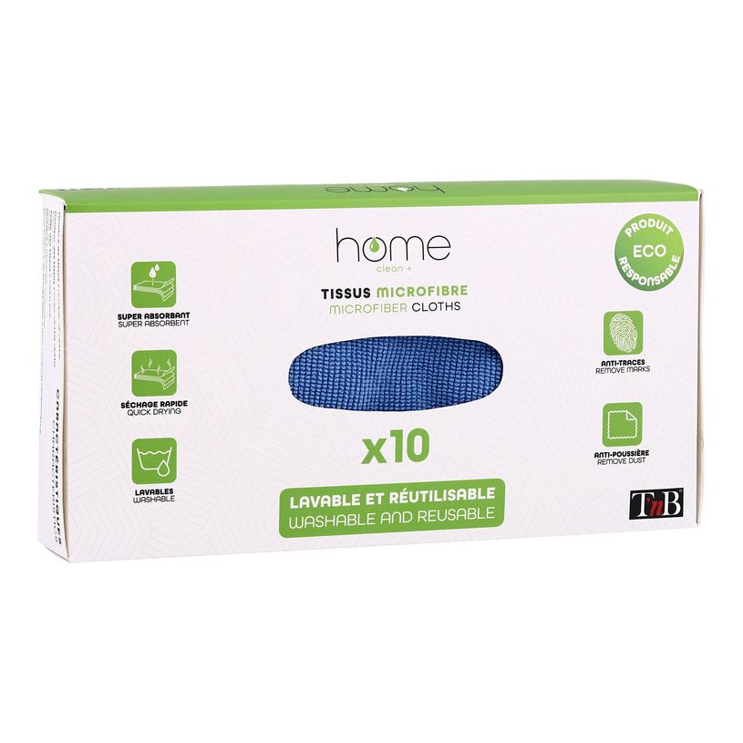 3303170099681-T'nB - 10 Chiffons nettoyant - microfibre - bleu -P_405236442_1-1