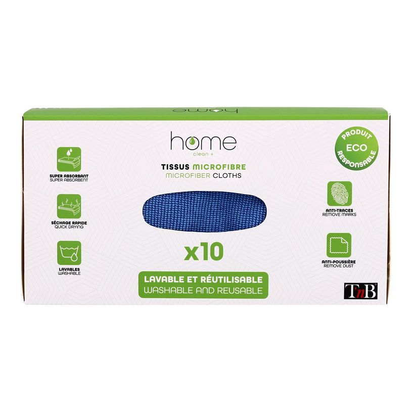 3303170099681-T'nB - 10 Chiffons nettoyant - microfibre - bleu -P_405236442_3-0