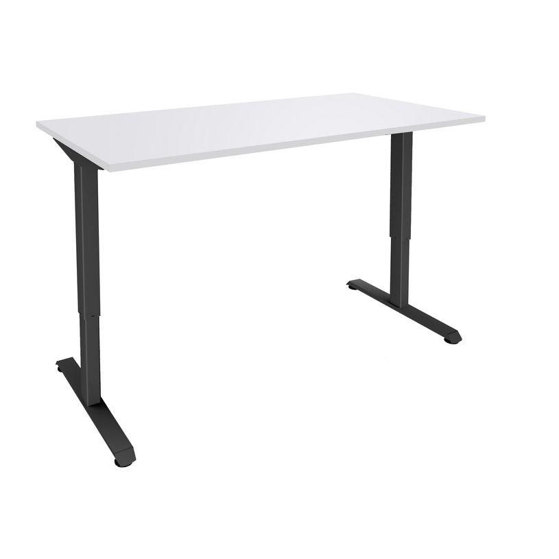 3253310202559-Bureau LEVEL - Bureau éléctrique - L120 - pied carbone - plateau Blanc perle-P_405239210_1-0
