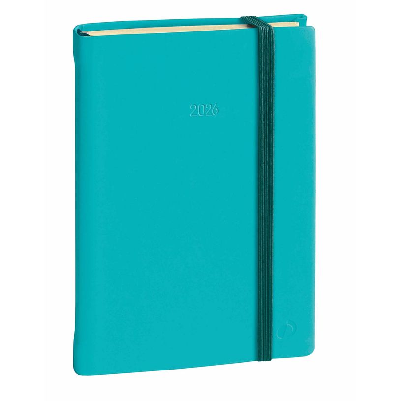 3371010512508-Agenda Année Civile - DAILY 17 PRESTIGE fas Multilingue - Couverture Silk avec élastique - Bleu turquoise - 12x17 cm - Journalier - 12 mois de de janvier à déc--0