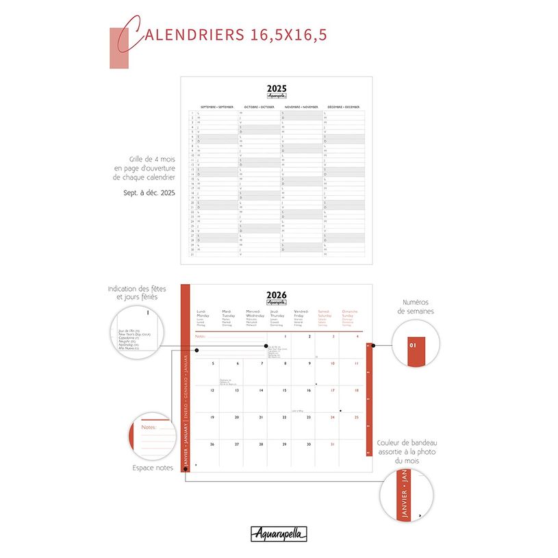 3494150174563-Calendrier 16x16cm 16 mois Aquarupella - Paris--1