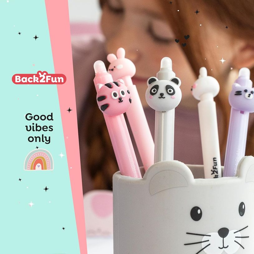 8422593119839-Back 2 Fun -  Stylo rigolo à tête de tigre : effaçable -  original et parfait pour l’école--3