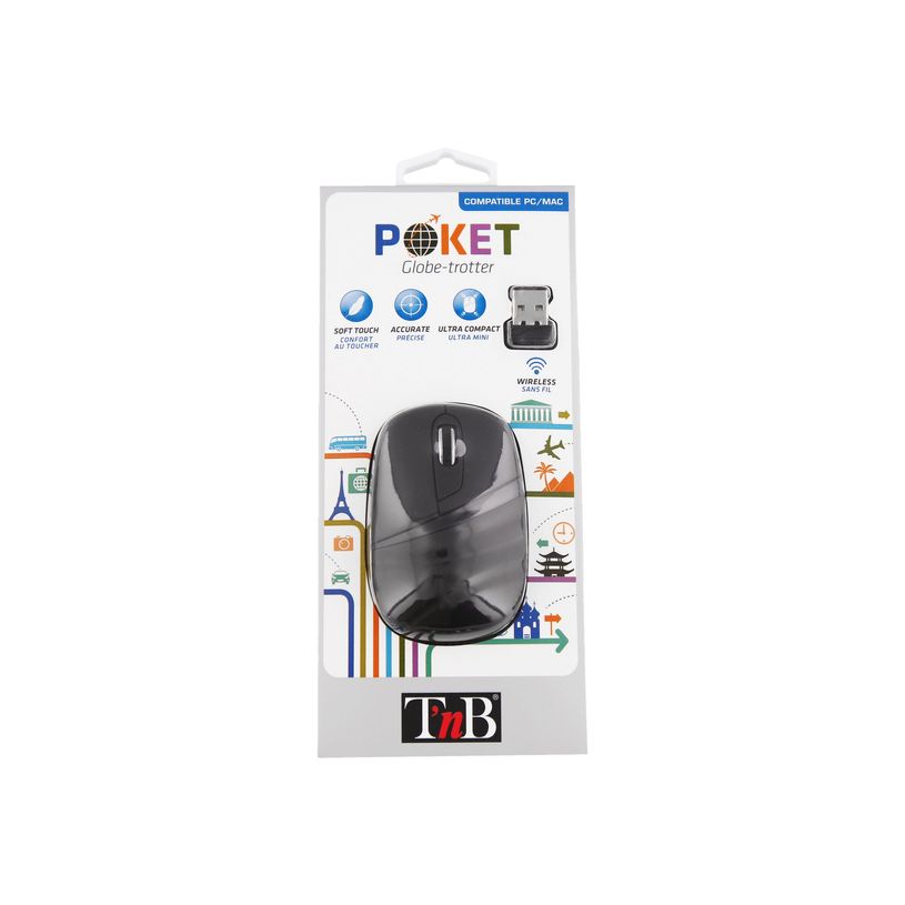 3303170072264-T'nB POKET - Souris - 3 boutons - sans fil - 2.4 GHz - récepteur sans fil USB - noir-P_405247727_1-8