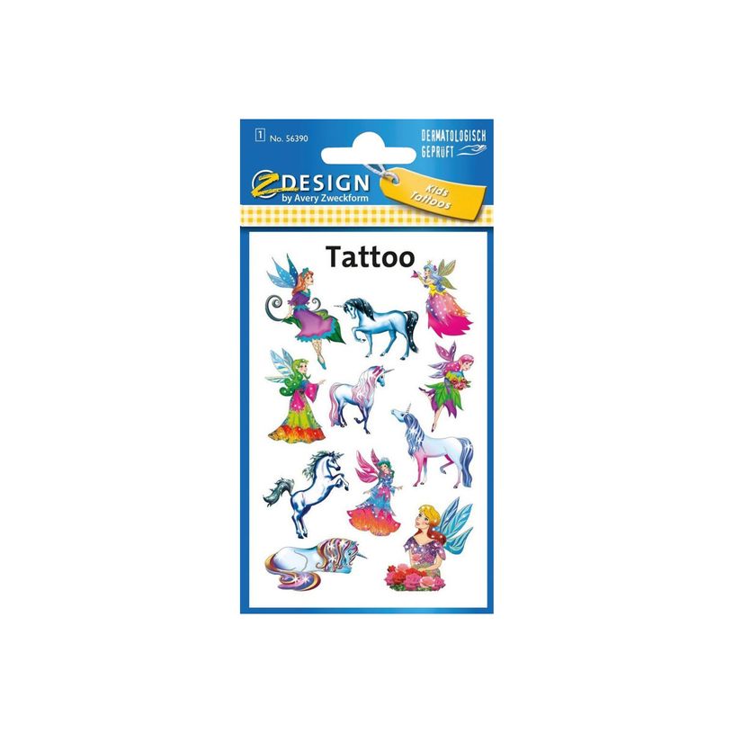 4004182563908-Avery Zweckform Z-Design Kids -  Tatouage temporaire - 76 x 120 mm - Féérie-P_405253784_2-1