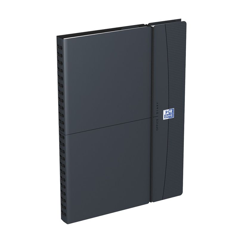 3147280191008-Agenda à élastique Office - 1 semaine sur 2 pages - 15 x 21 cm - gris/noir - Oxford-P_77021300_4-0