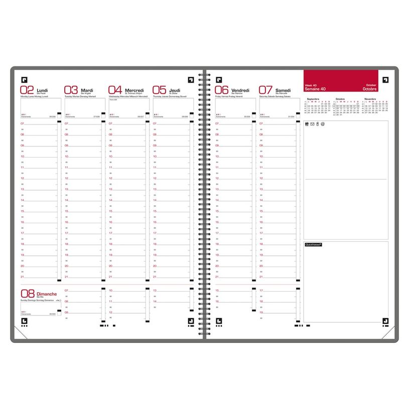 3147280191008-Agenda à élastique Office - 1 semaine sur 2 pages - 15 x 21 cm - gris/noir - Oxford-P_77021300_5-1