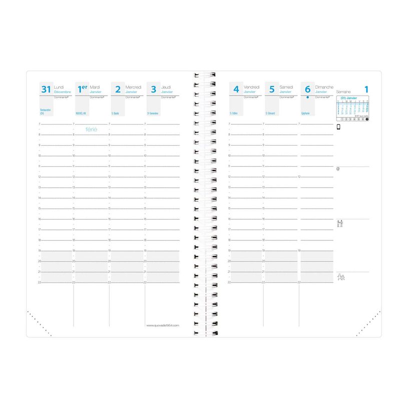 3371010275397-Agenda spiralé à élastique Time & Life Pocket - 1 semaine sur 2 pages - 10 x 15 cm - noir - Quo Vadi--2