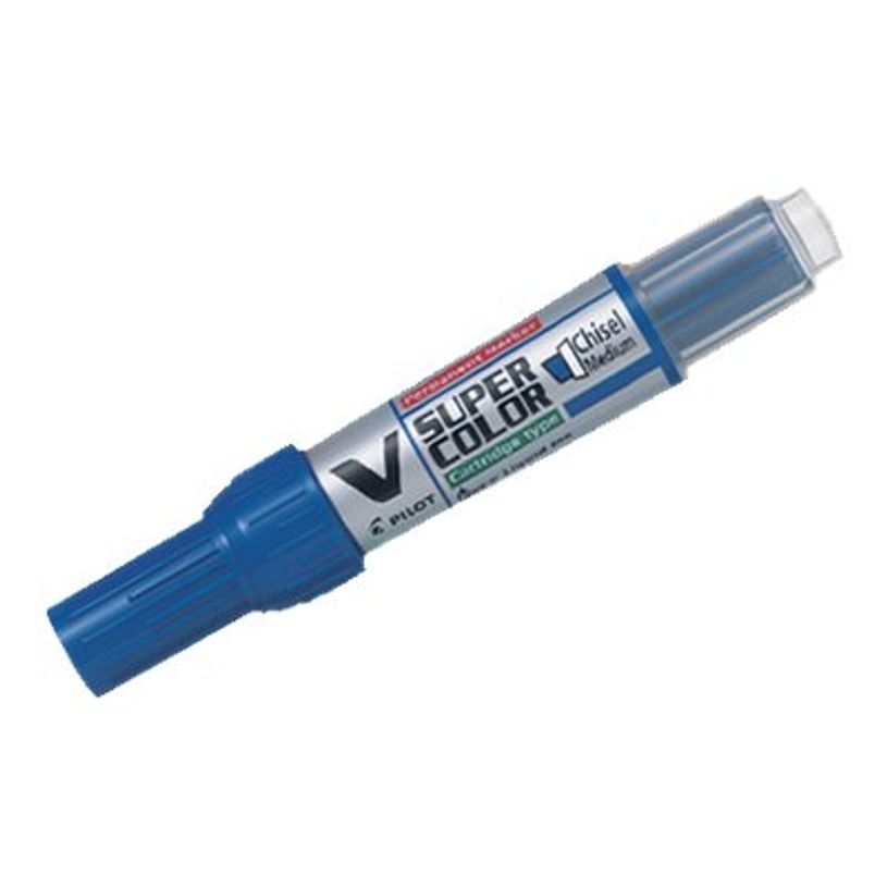 4902505357169-Pilot V SUPER COLOR - Marqueur permanent rechargeable - pointe biseau - bleu-P_79145659_1-0