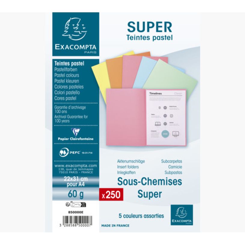 2012346205214-Exacompta Super 60 - 250 Sous-chemises - 60 gr - couleurs pastels assorties-P_79346057_2-0
