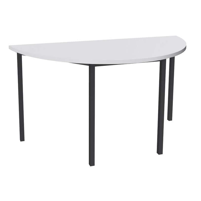 3253310129894-Table de réunion Demi-lune - 120 x 60 cm - Pieds carrés anthracite - Blanc perle-P_79355309_1-0