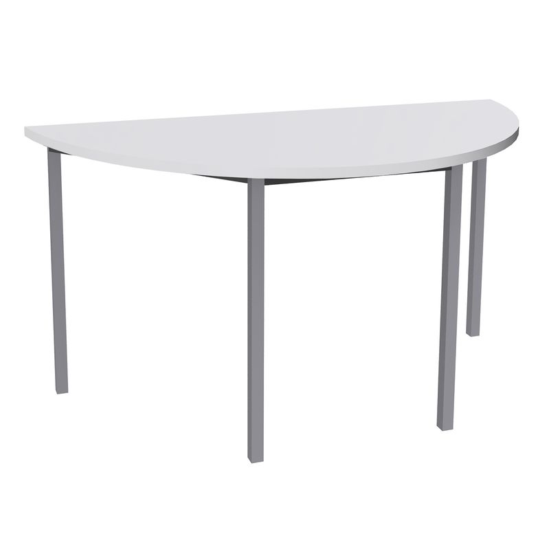 3253310129900-Table de réunion Demi-lune - 120 x 60 cm - Pieds carrés aluminium - Blanc perle-P_79355310_1-0