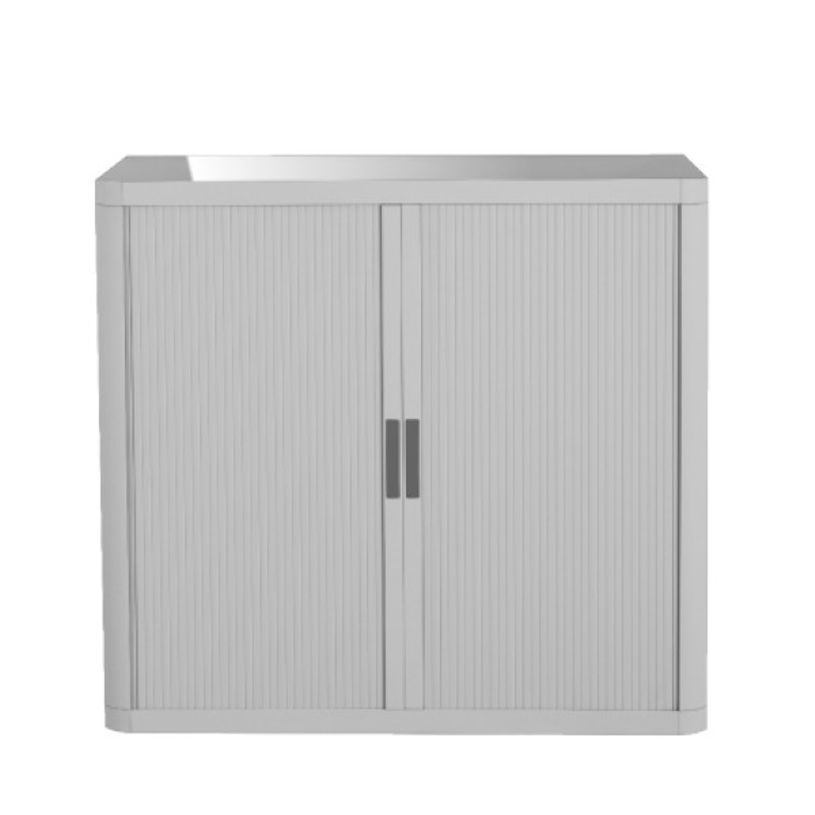 3660141929140-Armoire basse à rideaux EASY OFFICE - 110 x 104 x 41,5 cm - Corps et rideaux gris - Poign