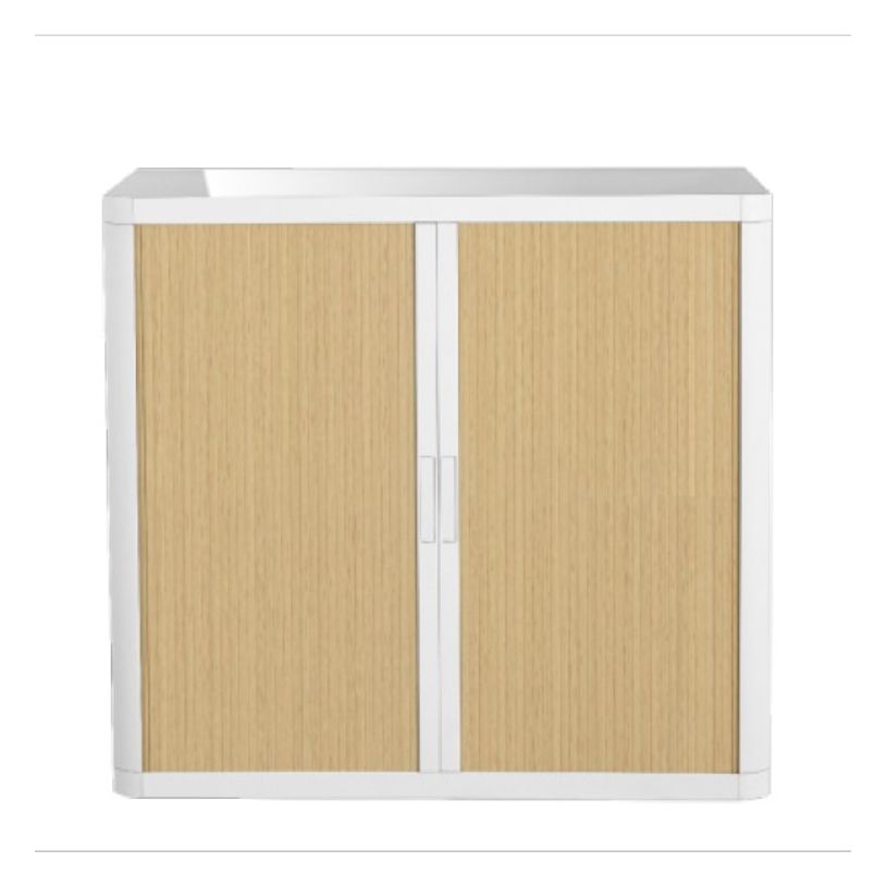 3660141930184-Armoire basse à rideaux EASY OFFICE - 110 x 104 x 41,5 cm - Corps et poignée blanc - Ride-P_79362568_1-0