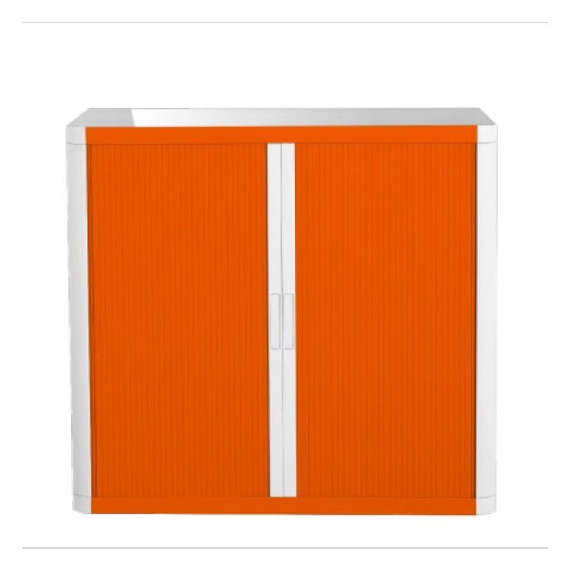 3660141930221-Armoire basse à rideaux EASY OFFICE - 110 x 104 x 41,5 cm - Corps et poignée blanc - Ride-P_79362572_1-0
