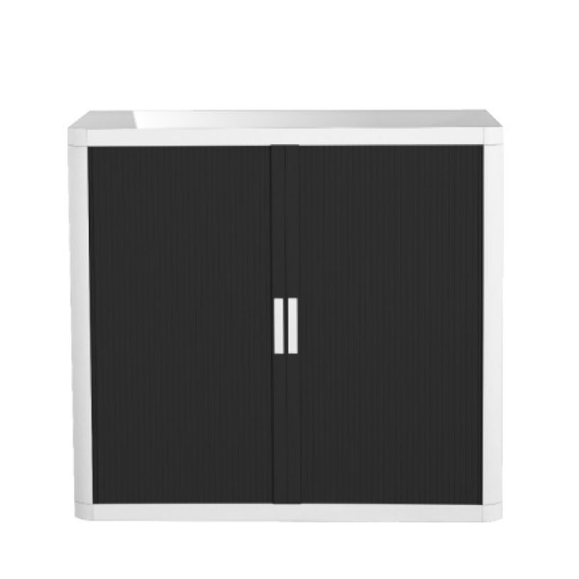 3660141930245-Armoire basse à rideaux EASY OFFICE - 110 x 104 x 41,5 cm - Corps et poignée blanc - Ride-P_79362574_1-0