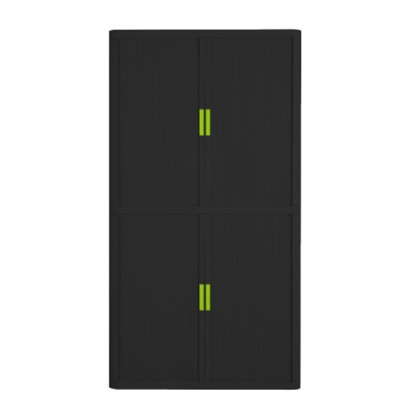 3660141929263-Armoire haute à rideaux EASY OFFICE - 110 x 204 x 41,5 cm - Corps et rideaux noir - Poign