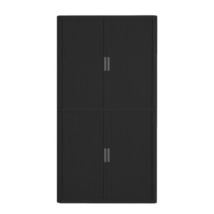 3660141930405-Armoire haute à rideaux EASY OFFICE - 110 x 204 x 41,5 cm - Corps et rideaux noir - Poign