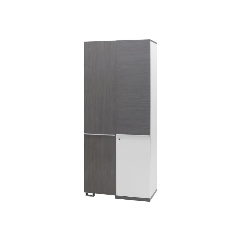 3483600289285-Armoire haute HARMONICA - L80 x H186 x P44 - 2 portes - Chêne gris-P_79365952_1-0
