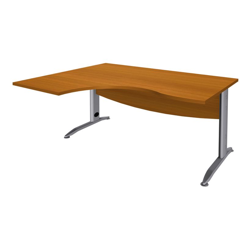 2012348122021-Bureau compact à gauche IDRA - L160 cm - Pieds alu - plateau imitation Merisier (Pieds de renfort obligato-P_79376924_1-0