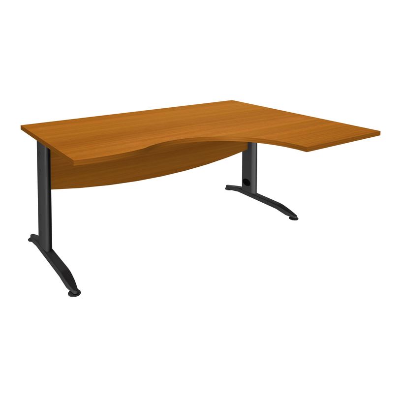 2012348122137-Bureau compact à droite IDRA - L180 cm - Pieds anthracite - plateau imitation Merisier (Pieds de renfort obligato-P_79376935_1-0
