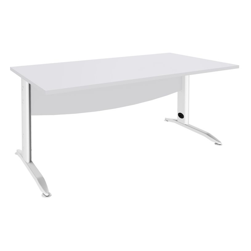 2012348122793-Bureau droit IDRA - L160 cm - Pieds blanc - plateau Blanc perle-P_79377001_1-0