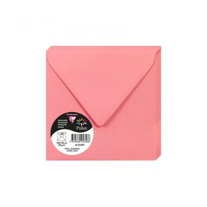3329680053586-Pollen - 20 Enveloppes - 140 x 140 mm - 120 g/m² - rose litchi-P_79382417_1-0