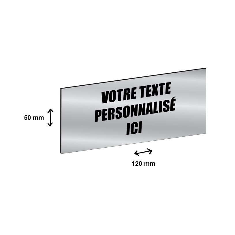 2012348178004-Plaque boîte à lettres personnalisée avec votre texte - 120 x 50 mm - argentée - adhés-P_79384169_1-0