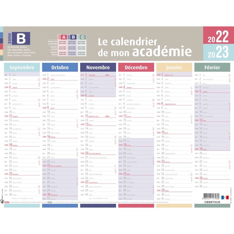 3108724300615-Bien s'organiser - Calendrier Zone B - 43 x 33,5 cm - Oberthur-P_79395052_1-0