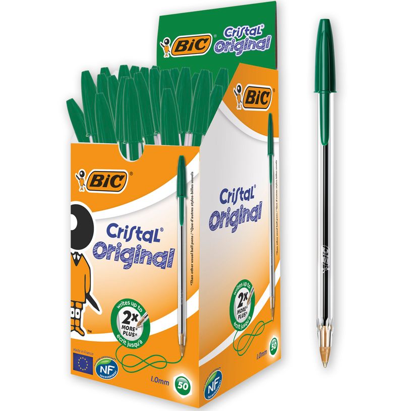 0400793955554-BIC Cristal - 50 Stylos à bille - vert - 1 mm - pointe moyenne-P_79395555_1-0