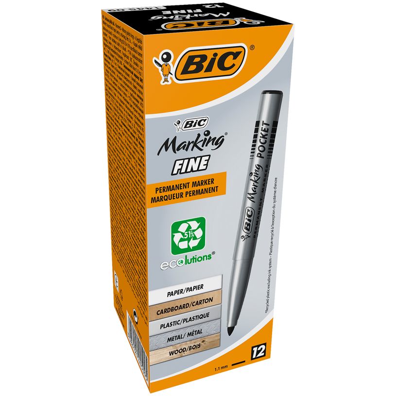 3086121445095-BIC MARKING Pocket 1445 - Pack de 12 marqueurs permanents - pointe ogive - noir-P_79397293_1-0