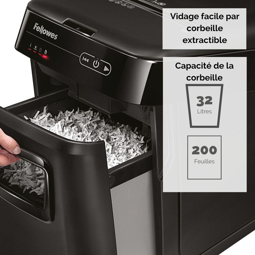 043859676125-Fellowes AutoMax 200C - destructeur de documents coupe croisée - 200 feuilles - Corbeille 32 litres - anti-bourra-P_79397387_9-2