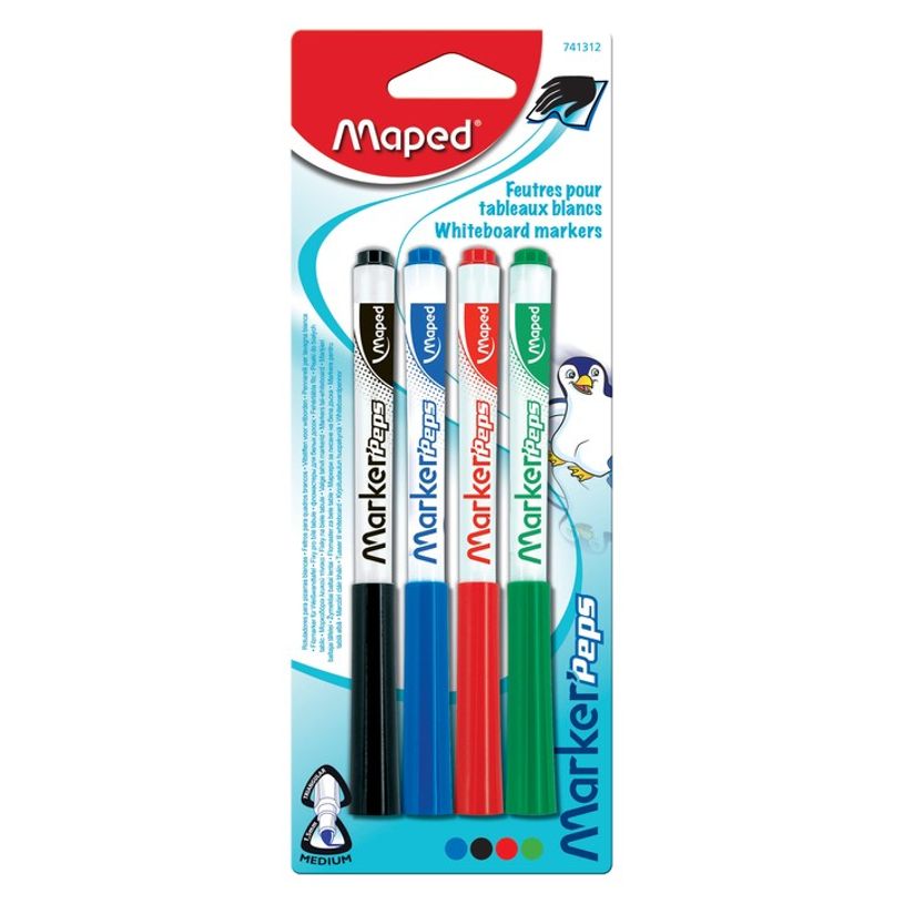 3154147413128-Maped Marker'Peps - Pack de 4 marqueurs effaçables - pointe fine - couleurs assorties-P_79397811_1-0