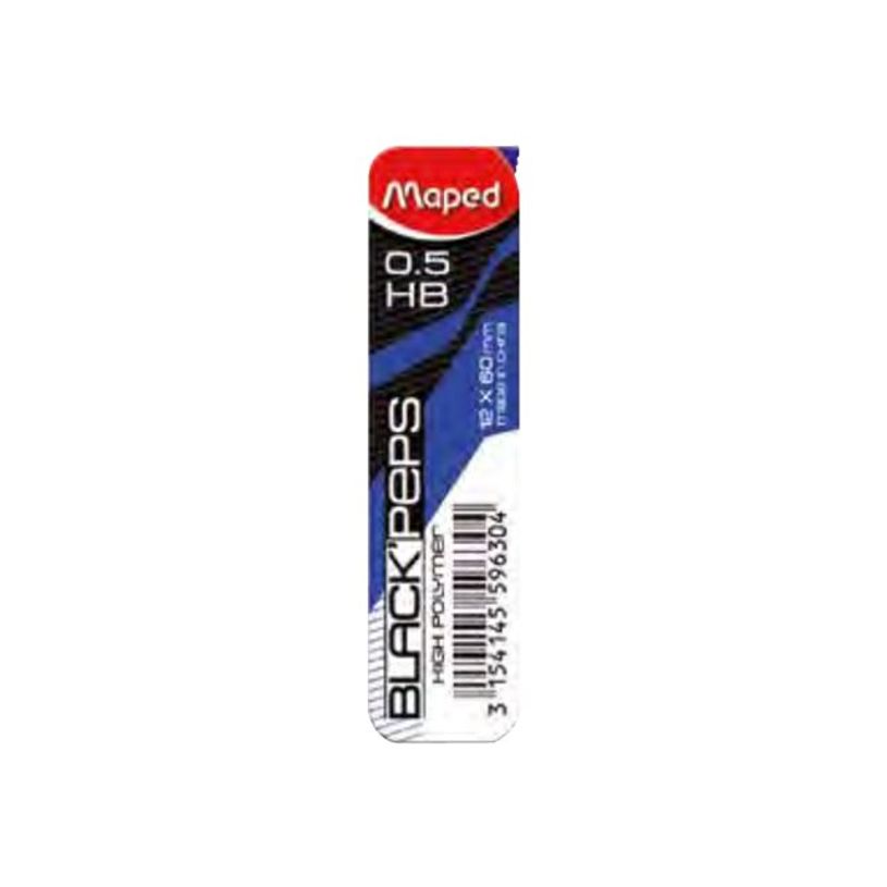 3154145596359-MAPED Black'Peps - Etui de 12 - Mines pour porte mines - 2B - 0,5 mm-P_79400450_1-0