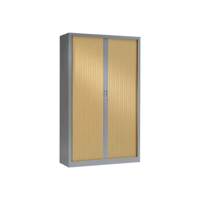 3219095800441-Armoire haute monobloc à rideaux GENERIC - 198 x 120 x 43 cm - aluminium/imitation chêne -P_79401205_2-0