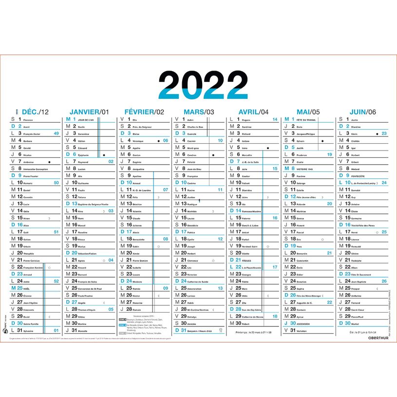 3108722705009-Oberthur Fluo - Calendrier 7 mois par face - 21 x 27 cm - disponible dans différentes coul-P_79408778_2-1