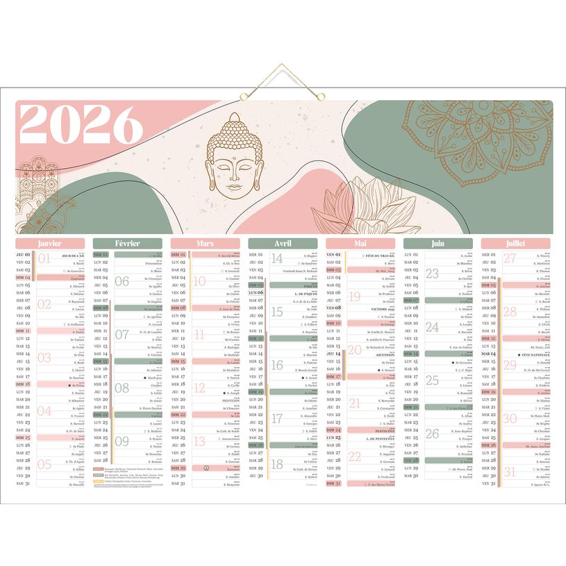 3592930026788-Calendrier bancaire illustré année civile BOUCHUT "Zen" 40,5 x 55 cm Pefc 70 %--0