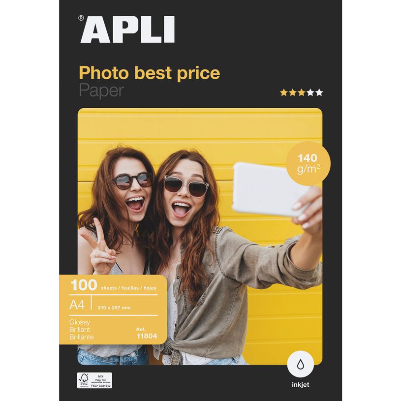 8410782118046-Apli Paper - Papier photo brillant - A4 - 140 g/m² - 100 feuilles-P_79412626_1-0