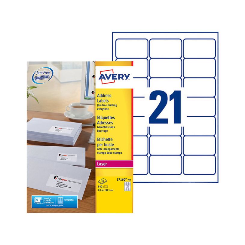 3266550263389-Avery - 840 Étiquettes adresse blanches - 63,5 x 38,1 mm - Impression laser - réf L7160-4-P_79413474_1-0