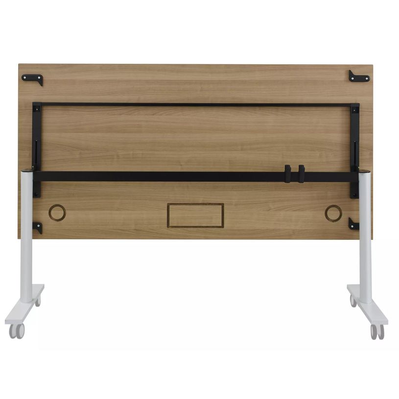 3483600757814-Table de réunion mobile et rabattable YES ! - 140 cm - Pieds blancs - Merisier-P_79419642_2-1