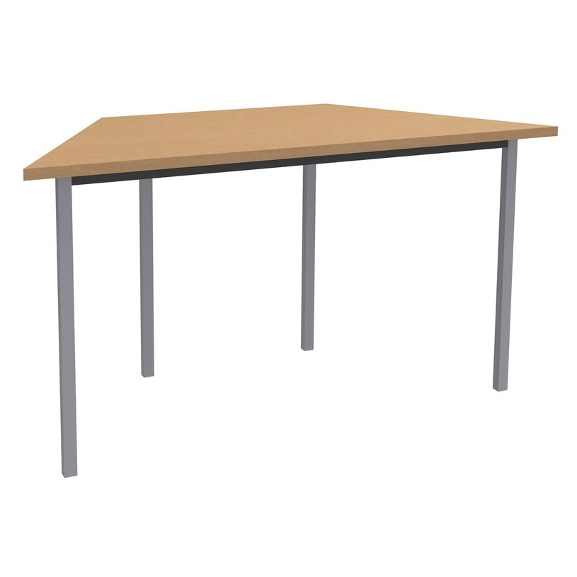 3253310134584-Table de réunion Trapèze - 140 x 70 cm - Pieds carrés aluminium - imitation Hêtre-P_79419831_1-0