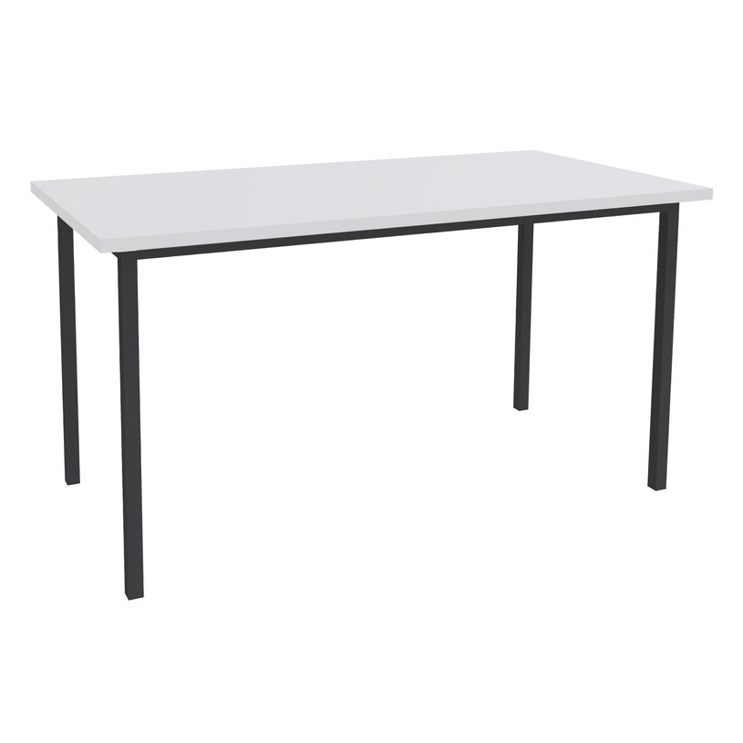 3253310154773-Table de réunion Rectangulaire - 160 x 80 cm - Pieds carrés anthracite - blanc perle-P_79419845_1-0