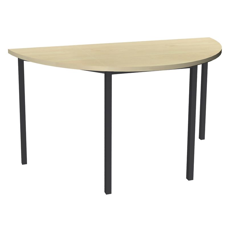 3253310154940-Table de réunion Demi-lune - 160 x 80 cm - Pieds carrés anthracite - imitation érable-P_79419862_1-0