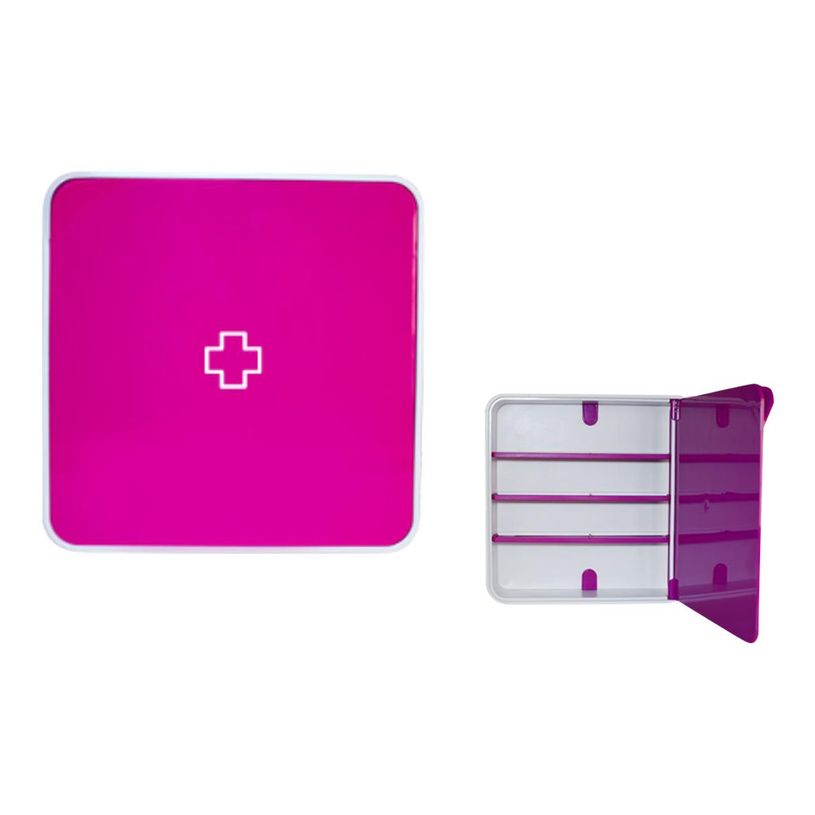 3660141947861-Armoire à pharmacie MultiBox - 32 x 32 x 7 cm - 4 étagères - rose-P_79420023_2-1