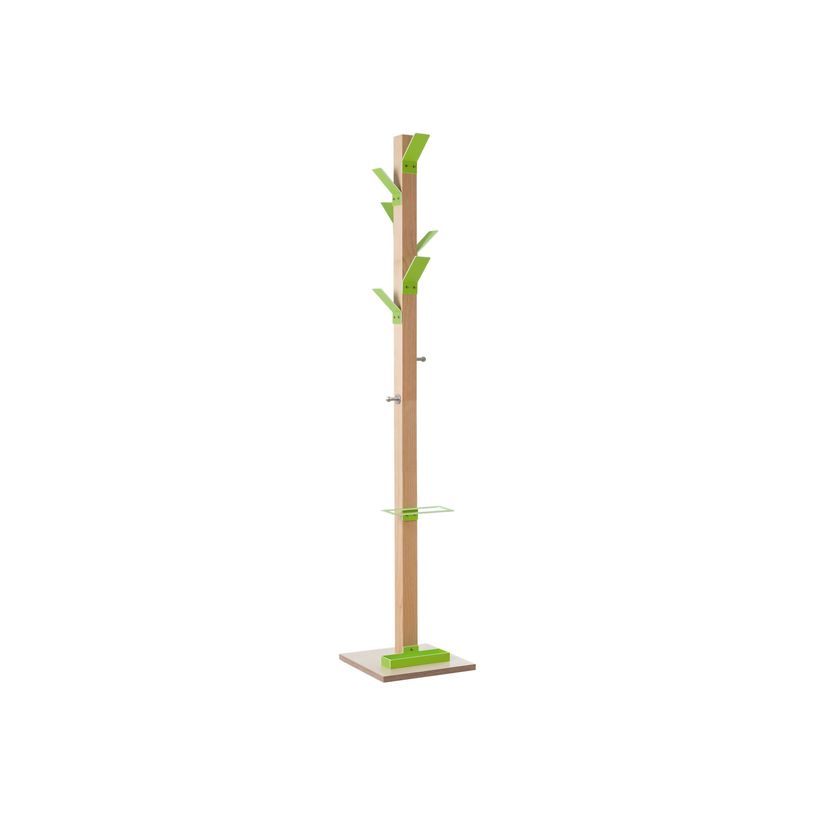 3660141260205-Porte-manteau en bois naturel avec porte parapluie EASYCLOTH - vert-P_79420842_2-0