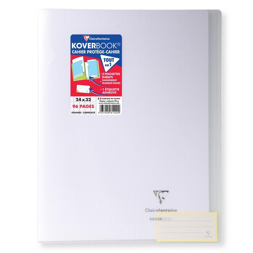 3037929814200-Clairefontaine Koverbook - Cahier polypro 24 x 32 cm - 96 pages - grands carreaux (Seyes) --P_79421926_1-0