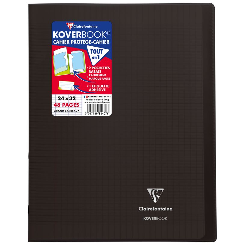 3037929844016-Clairefontaine Koverbook - Cahier polypro 24 x 32 cm - 48 pages - grands carreaux (Seyes) - disponib-P_79421927_7-5